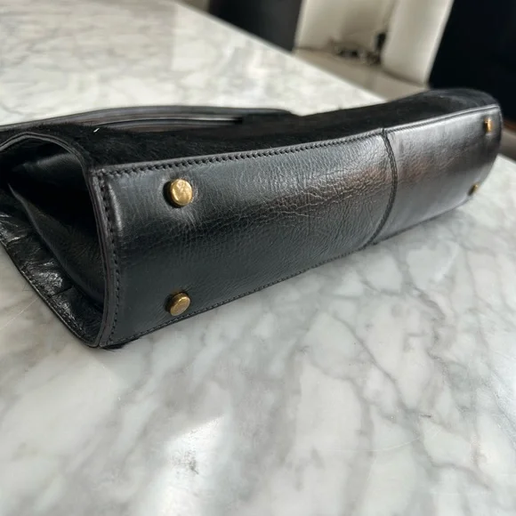 HOBO Black Calf-Hair Structured Top-Handle Bag EUC - Picture 7 of 7